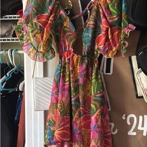 Colorful Floral Ruffle Dress